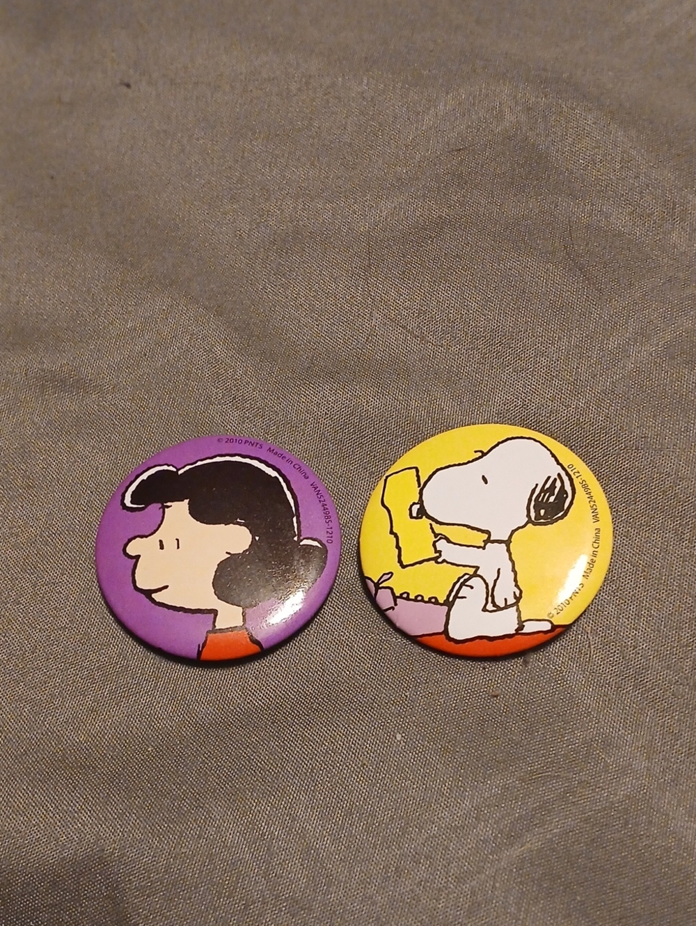 Peanuts Character Button Pins - Purple & Yellow